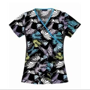 Cherokee Flexibles Butterfly Wrap Scrub Top short sleeve
